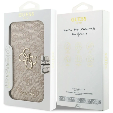 GUESS ETUI BOOK 4G METAL LOGO DO IPHONE 17 PRO MAX ZAMYKANE Z MAGNETYCZNYM