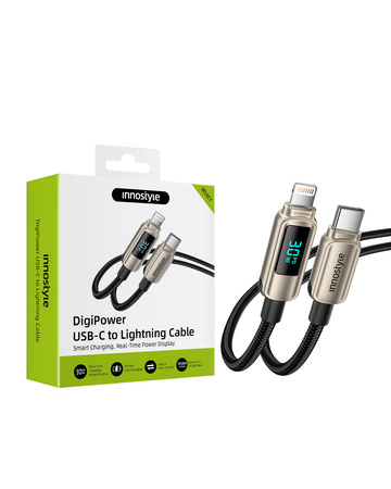 INNOSTYLE KABEL Z WYŚWIETLACZEM USB-C LIGHTNING DO IPHONE 12 13 14 30W 1M