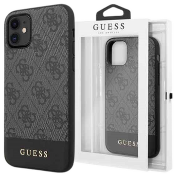 GUESS POKROWIEC HARD CASE DO IPHONE 11 6,1 4G STRIPE COLLECTION SZARY