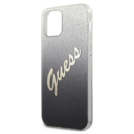 Guess GUHCP12MPCUGLSBK iPhone 12/12 Pro 6,1" czarny/black hardcase Glitter Gradient Script