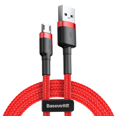 Baseus Cafule Cable wytrzymały nylonowy kabel przewód USB / micro USB QC3.0 2.4A 1M czerwony (CAMKLF-B09)