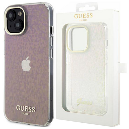 Guess GUHCP15SHDECMP iPhone 15 6.1" różowy/pink hardcase IML Faceted Mirror Disco Iridescent