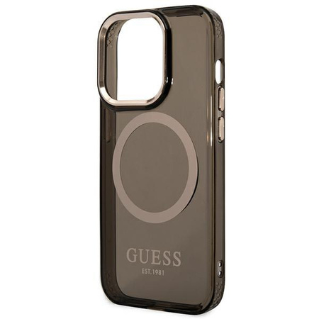 Guess GUHMP14LHTCMK iPhone 14 Pro 6,1" czarny/black hard case Gold Outline Translucent MagSafe