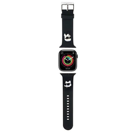 Pasek Karl Lagerfeld 3D Rubber Karl&Choupette Heads na Apple Watch 42/44/45/49mm - czarny