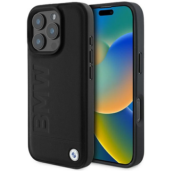 BMW BMHMP16LSLLBK iPhone 16 Pro 6.3czarny/black hardcase Leather Hot Stamp MagSafe