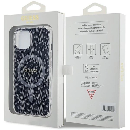Etui Guess IML GCube MagSafe na iPhone 15 / 14 / 13 - czarne