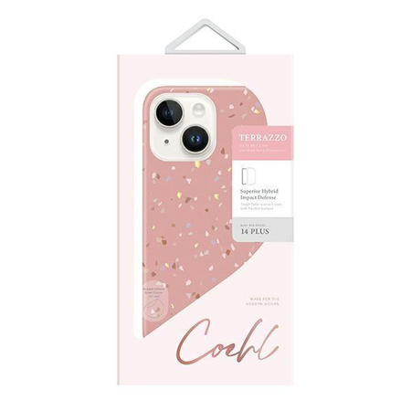Etui Uniq Coehl Terrazzo na iPhone 14 Plus różowy/coral pink