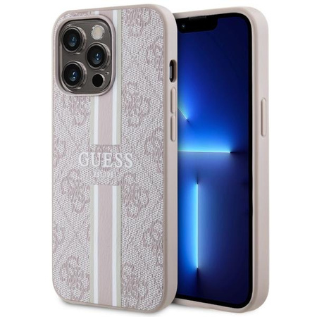 Etui Guess GUHMP13LP4RPSP na iPhone 13 Pro / 13 - różowe 4G Printed Stripes MagSafe