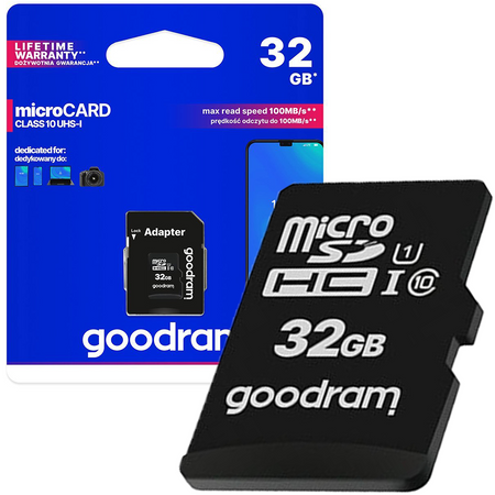 Goodram Microcard 32 GB karta pamięci micro SD HC UHS-I class 10, adapter SD (M1AA-0320R12)