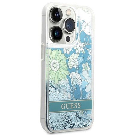 Guess GUHCP14XLFLSN iPhone 14 Pro Max 6,7" zielony/green hardcase Flower Liquid Glitter