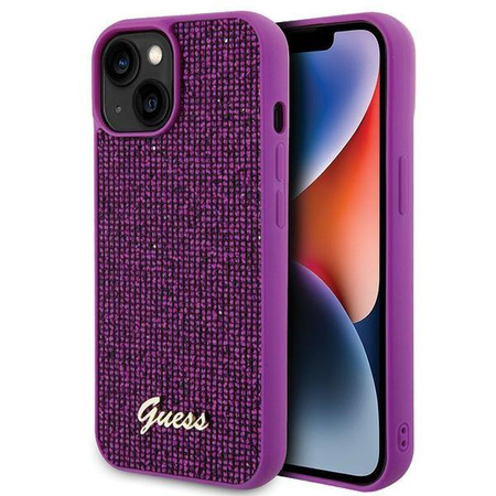 Etui Guess Disco Metal Script na iPhone 15 - różowe