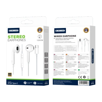 JELLICO słuchawki przewodowe EP2A USB-C z mikrofonem 1.2M Biały