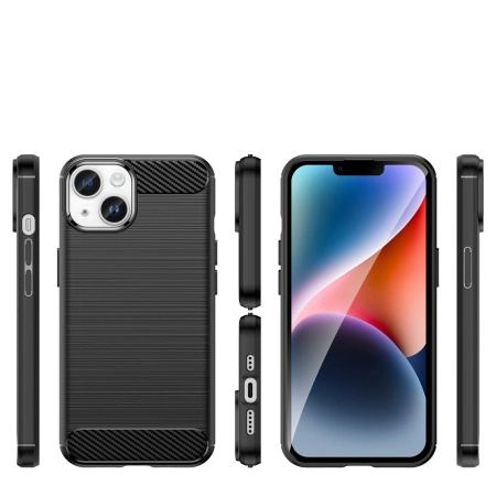 HURTEL CARBON CASE ELASTYCZNY POKROWIEC DO IPHONE 14 PLUS ŻELOWY NA TYŁ