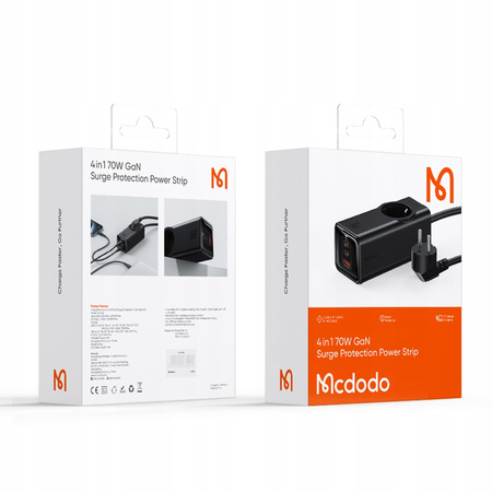 MCDODO ŁADOWARKA SIECIOWA LISTWA ZASILAJĄCA GAN TYP C 4X USB-C USB AC 70W