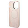 Etui Guess GUHMP14XSBPLP na iPhone 14 Pro Max - różowe Silicone Logo Plate MagSafe