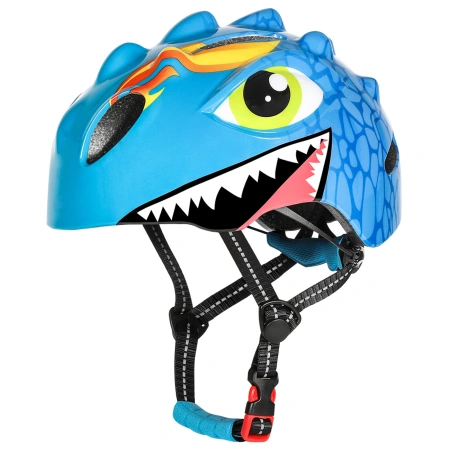 Kask rowerowy dziecięcy Wozinsky motyw smok lekki 50-54 cm - niebieski