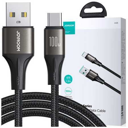 Kabel Joyroom Light-Speed Series SA25-AC6 USB-A / USB-C szybki transfer 100W 1.2m - czarny