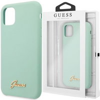 Guess GUHCN65LSLMGG iPhone 11 Pro Max zielony/green hard case Silicone Vintage Gold Logo