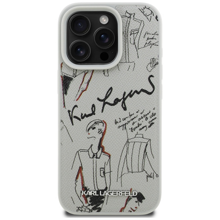 Etui Karl Lagerfeld Grained Pattern &    Logo MagSafe do iPhone 16 Pro szary