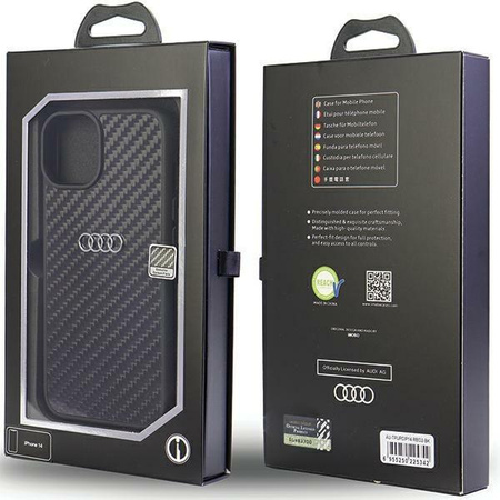 Etui Audi Carbon Fiber na iPhone 14 - czarne AU-TPUPCIP14-R8/D2-BK