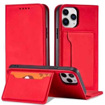HURTEL MAGNETYCZNE ETUI POKROWIEC DO IPHONE 12 PRO MAX NA KARTY Z PODSTAWKĄ
