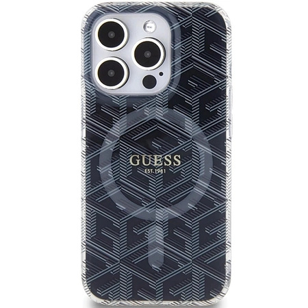 Etui Guess IML GCube MagSafe na iPhone 15 Pro - czarne