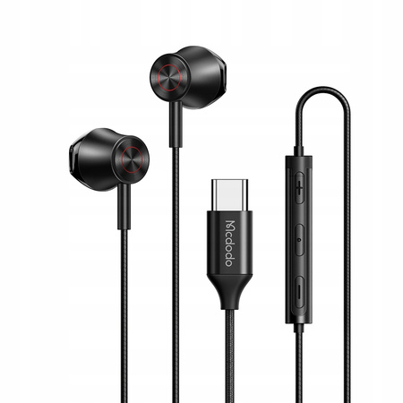 MCDODO WIRED HEADPHONES USB-C WITH MICROPHONE IN-EAR WITH DAC TO PHONE