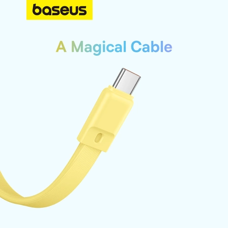 Powerbank Baseus Magnetic Mini MagSafe 10000mAh 30W z wbudowanym kablem USB-C - żółty + kabel Baseus Simple Series USB-C - USB-C 60W 0.3m