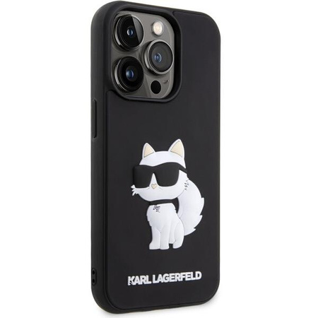 Etui Karl Lagerfeld KLHCP14L3DRKHNK na iPhone 14 Pro - czarne Rubber Choupette 3D