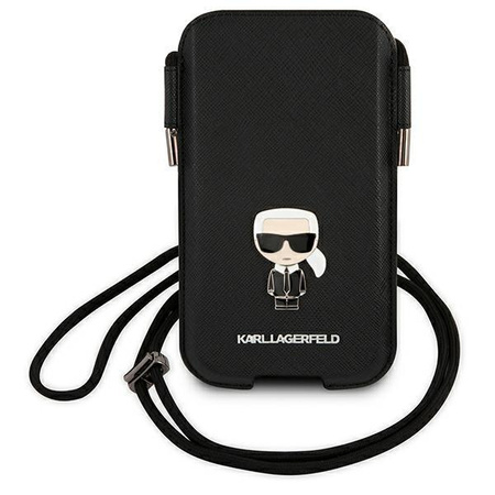 Karl Lagerfeld Torebka KLHCP12MOPHKMK 6,1" czarny/black hardcase Saffiano Ikonik Karl`s