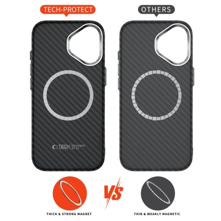 TECH-PROTECT ETUI ION CARBON MAGSAFE DO IPHONE 17 OCHRONA Z KARBONOWYM