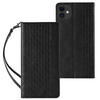 Magnet Strap Case etui do Samsung Galaxy A12 5G pokrowiec portfel + mini smycz zawieszka czarny