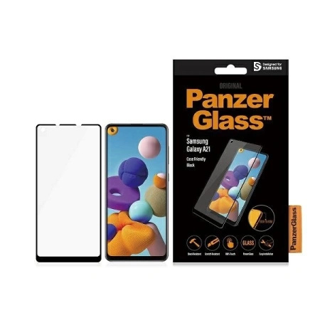 PANZERGLASS SZKŁO HARTOWANE E2E DO SAMSUNG GALAXY A21 Z RAMKĄ Z ODPORNOŚCIĄ