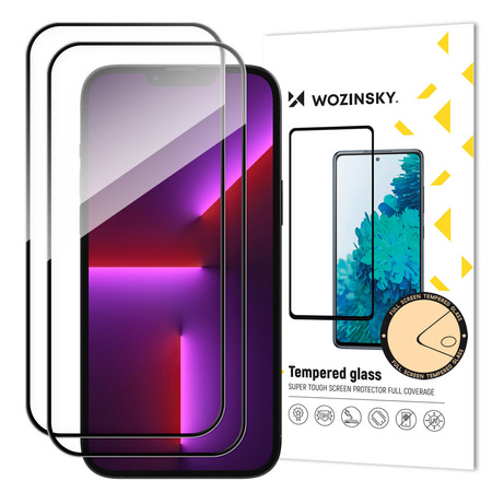 Wozinsky zestaw 2x super wytrzymałe szkło hartowane Full Glue na cały ekran z ramką Case Friendly iPhone 14 Plus / 13 Pro Max czarny