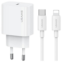 USAMS Ład. siec. 1xUSB-C T65 PD20WPD Fast Charging US-CC226 + kabel USB-C/Lightning US-SJ712 30W biały/white Yi Series OYXLTZ02
