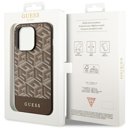 Etui Guess GUHMP14XHGCFSEW na iPhone 14 Pro Max 6.7" - brązowe GCube Stripes MagSafe