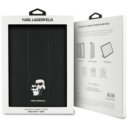Karl Lagerfeld KLFC11RM24SAKCK iPad Air  11 2024/2025 Book Cover czarny/black Saffiano Magnetic Karl &Choupette