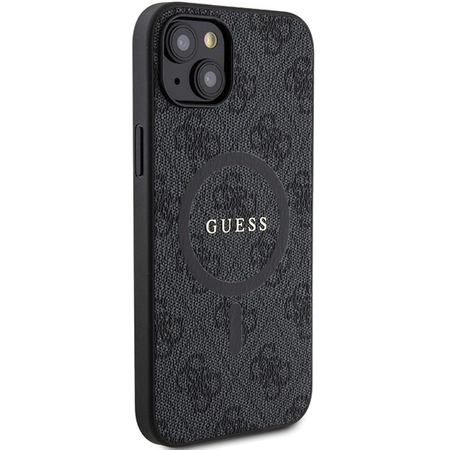 Etui Guess 4G Collection Leather Metal Logo MagSafe na iPhone 15 / 14 / 13 - czarne