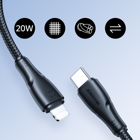 Joyroom kabel USB C - Lightning 20W Surpass Series do szybkiego ładowania i transferu danych 0,25 m czarny (S-CL020A11)