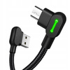 Kabel do telefonu Mcdodo ,szybkie ładowanie, kątowy 90° z diodą LED, MICRO USB,  czarny 1,2m