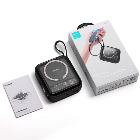 Joyroom powerbank indukcyjny 10000mAh Icy Series 22.5W z wbudowanym kablem USB C czarny (JR-L006)