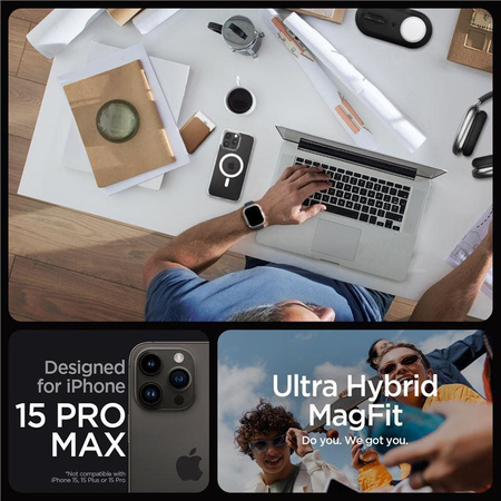 Spigen Crystal Hybrid MagSafe, white - iPhone 15 Pro Max