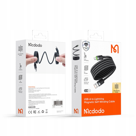 MCDODO ŁADOWARKA KABEL USB LIGHTNING SZYBKIEGO ŁADOWANIA DO IPHONE 1M LED