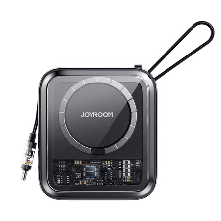 Joyroom powerbank indukcyjny 10000mAh Icy Series 22.5W z wbudowanym kablem USB C czarny (JR-L006)