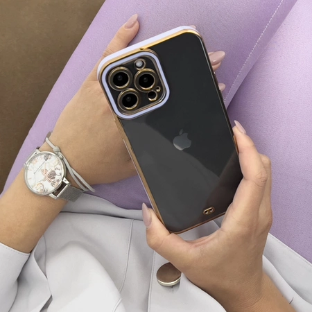 HURTEL FASHION CASE ETUI DO IPHONE 13 PRO MAX POKROWIEC ZŁOTA RAMKA