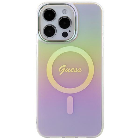 Etui Guess IML Iridescent MagSafe na iPhone 15 Pro - różowe