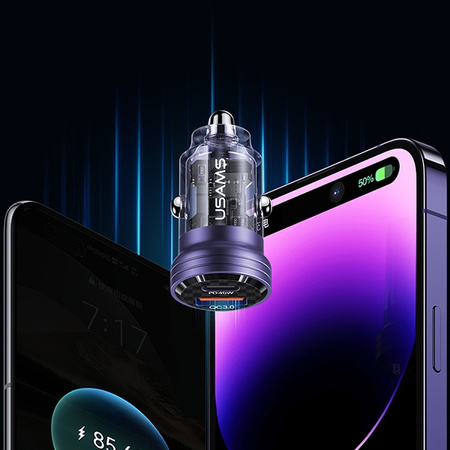 USAMS Ład. sam. C35 USB+USB-C 45WFast Charge czarny/black CC175CC01 (US-CC175)