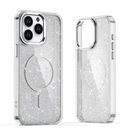 HURTEL ETUI GLITTER CASE DO IPHONE 16 PRO DO MAGSAFE TELEFON Z BROKATOWĄ