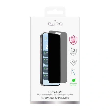 PURO SZKŁO HARTOWANE PRIVACY DO IPHONE 17 PRO MAX OCHRONA EKRANU