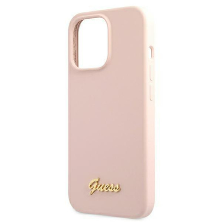 Guess GUHMP13XLSLMGLP iPhone 13 Pro Max 6,7" jasnoróżowy/light pink hardcase Silicone Script Gold Logo Magsafe